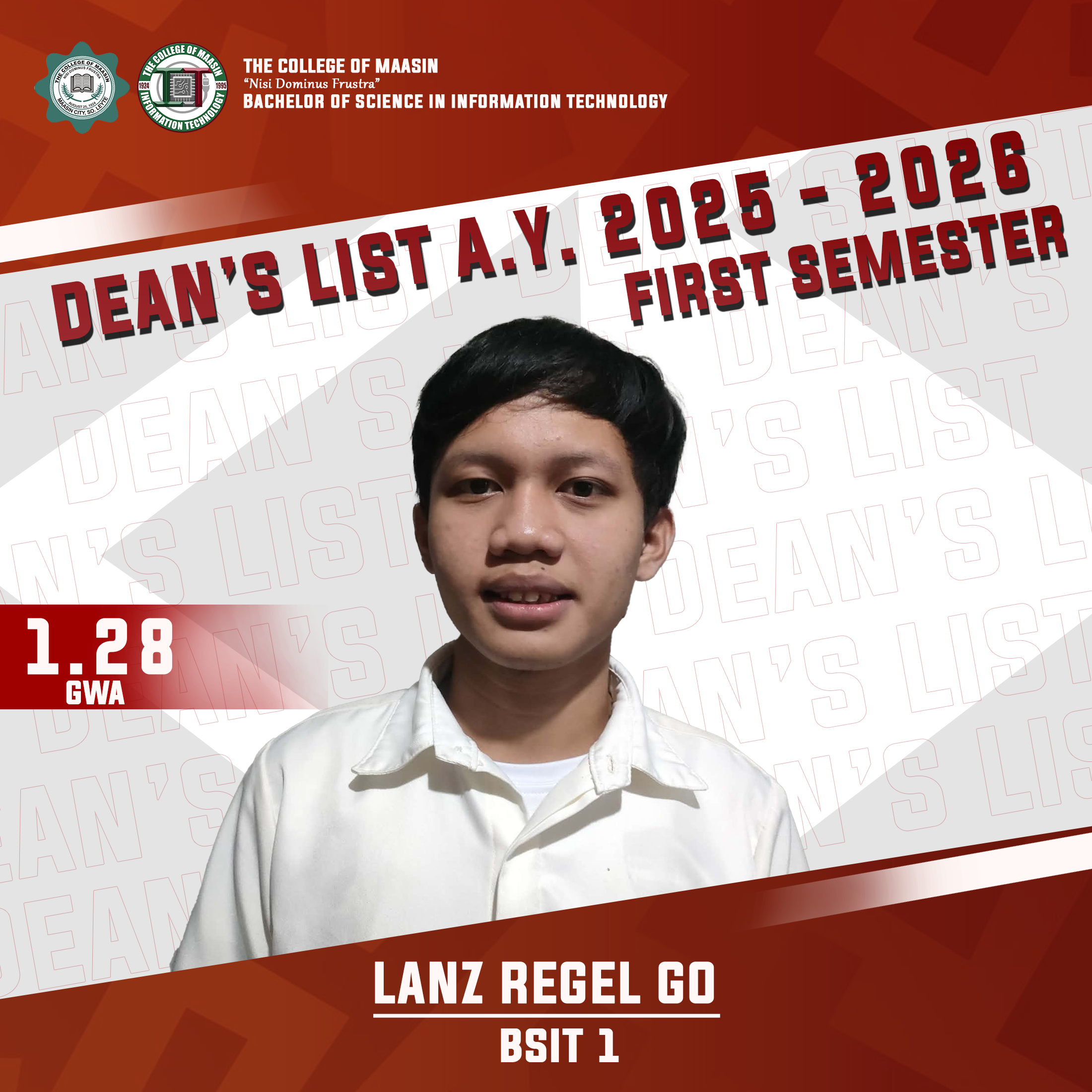 DEAN'S LIST A.Y. 2025-2026 (FIRST SEMESTER) go 1