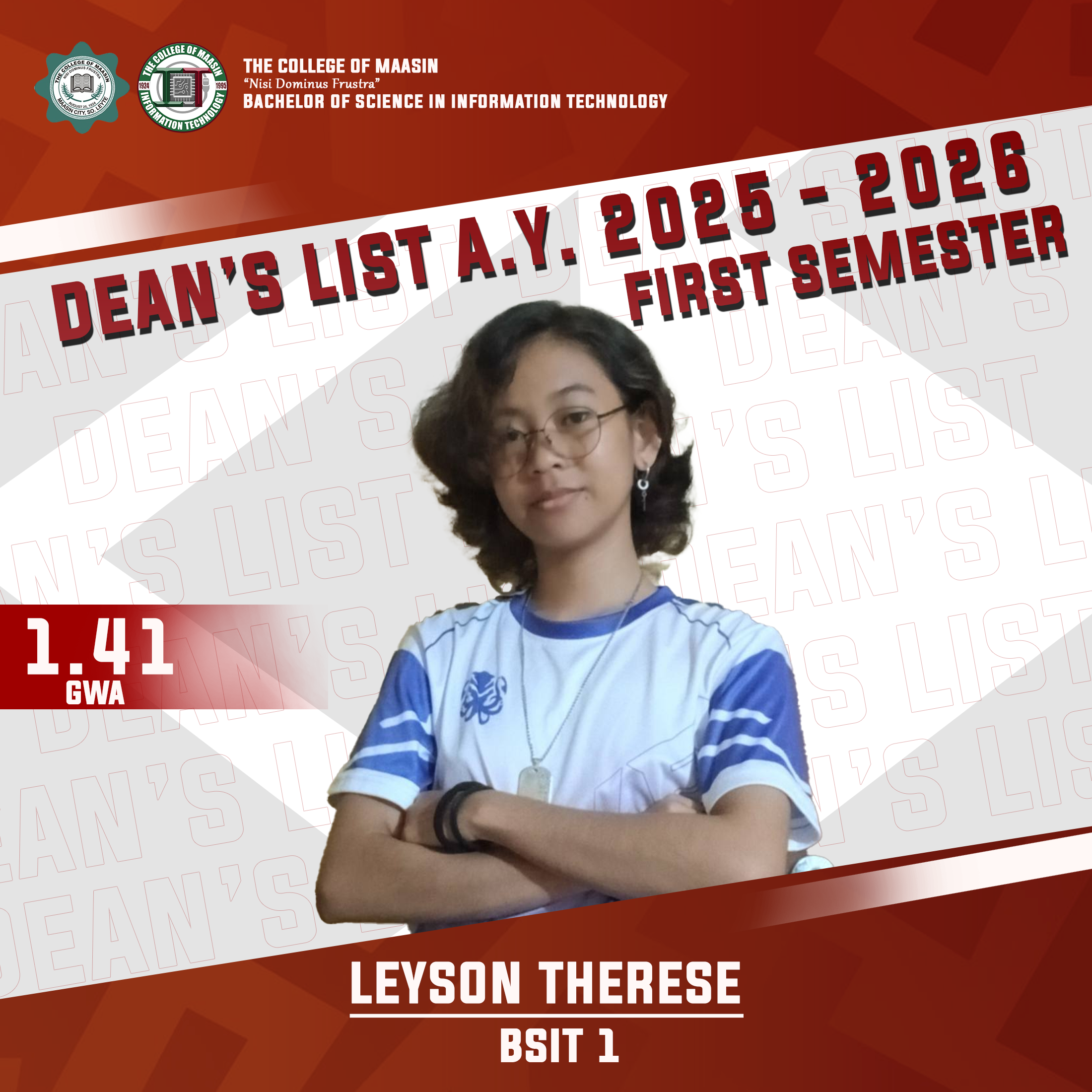 DEAN'S LIST A.Y. 2025-2026 (FIRST SEMESTER) leyson 1
