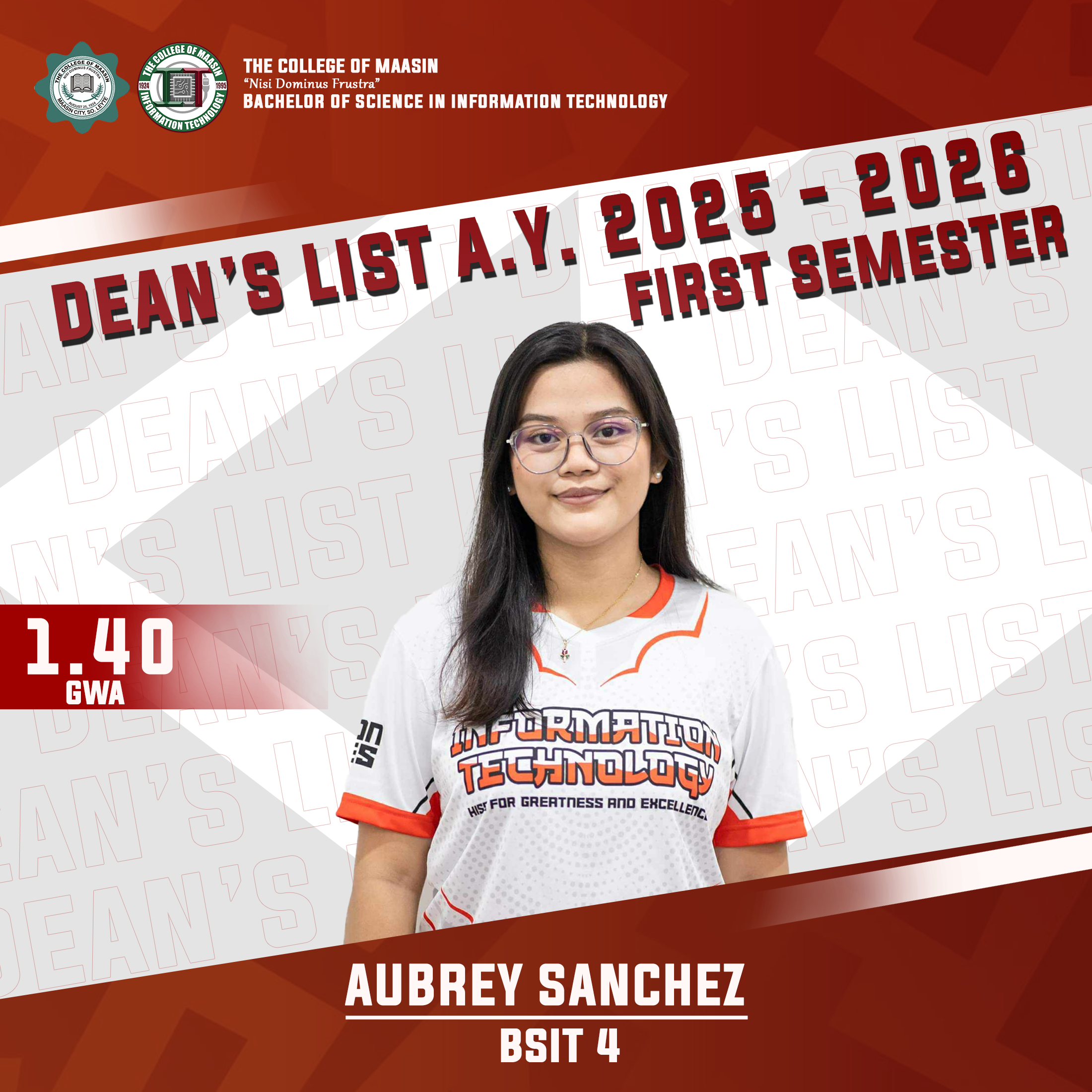 DEAN'S LIST A.Y. 2025-2026 (FIRST SEMESTER) sanchez 4