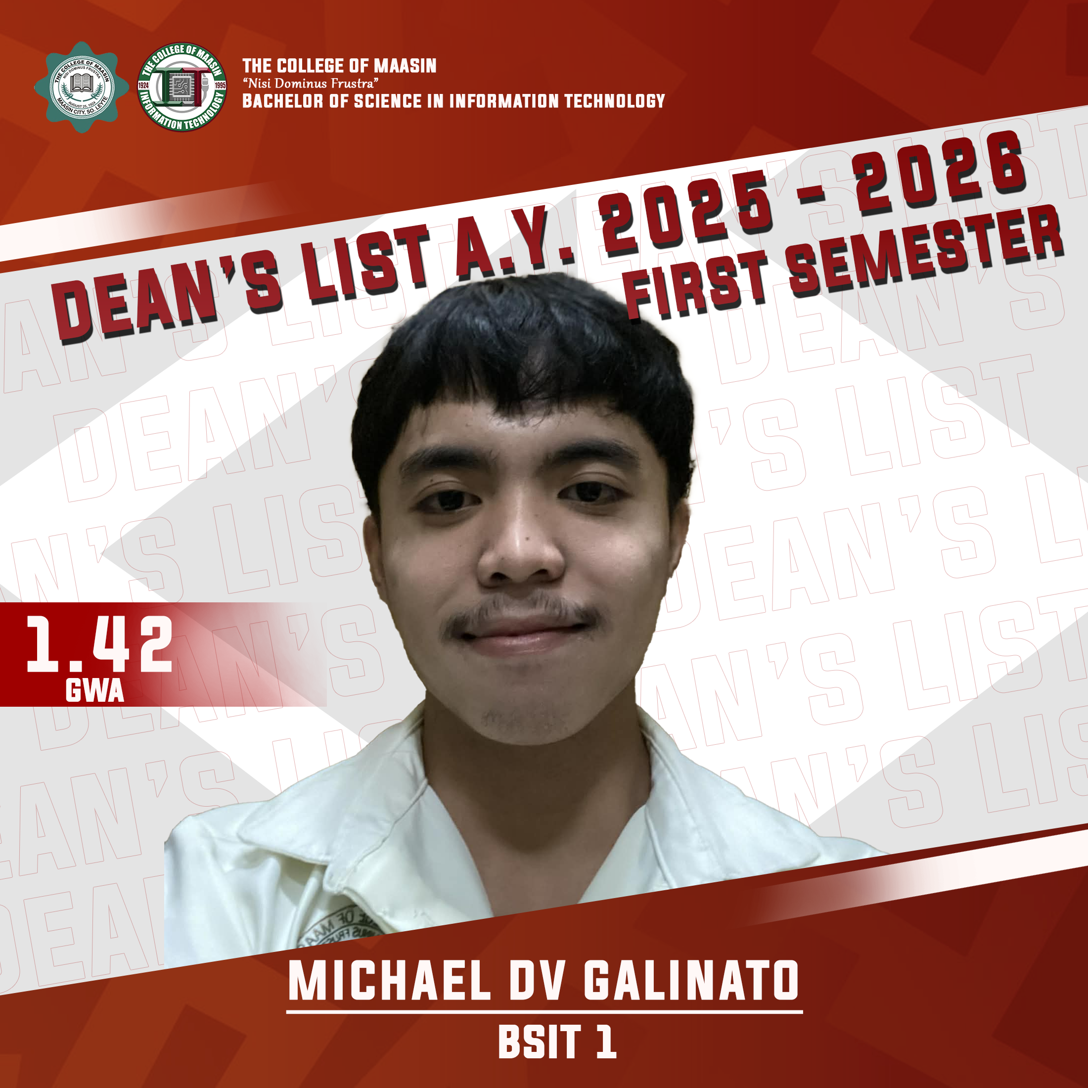 DEAN'S LIST A.Y. 2025-2026 (FIRST SEMESTER) galinato 1