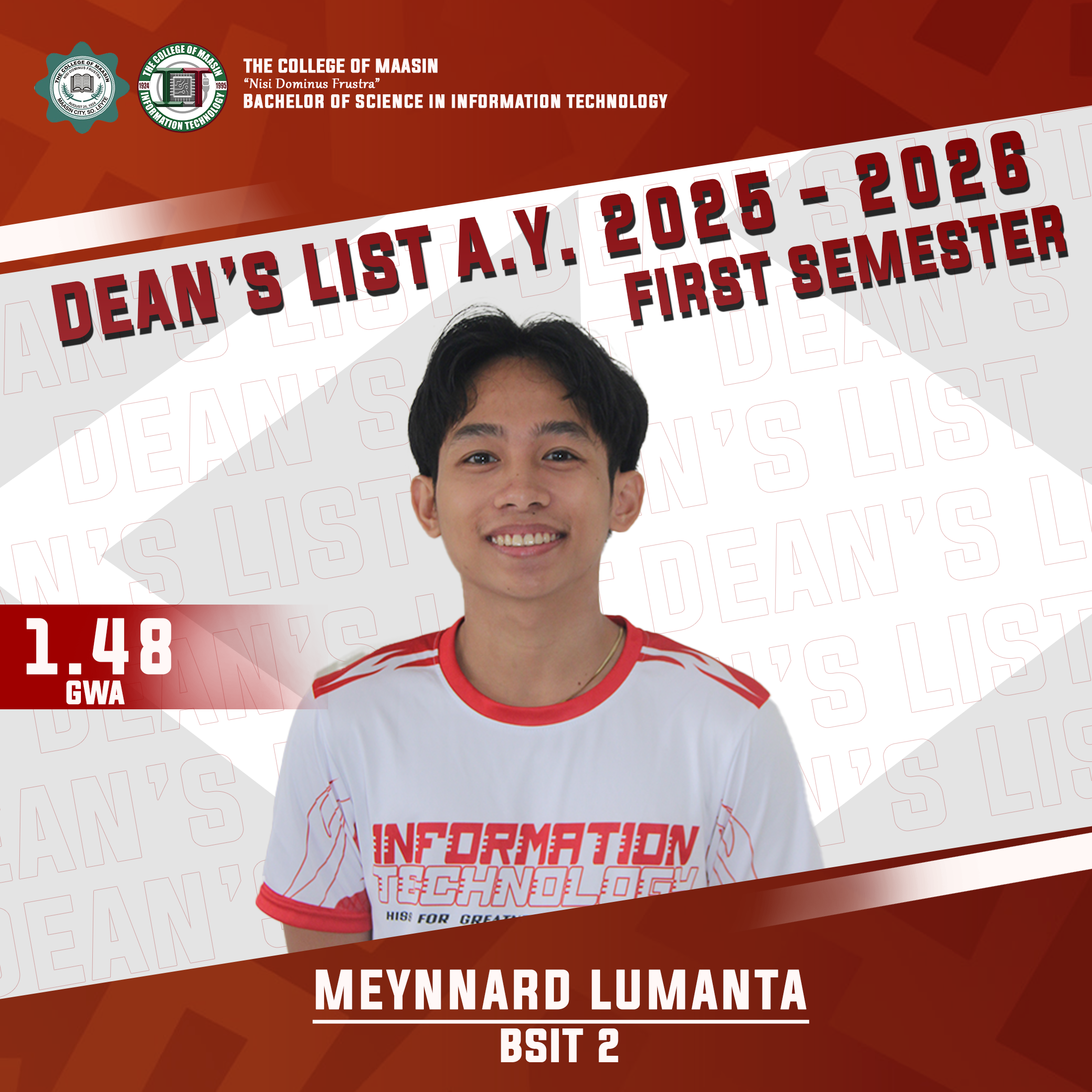 DEAN'S LIST A.Y. 2025-2026 (FIRST SEMESTER) lumanta